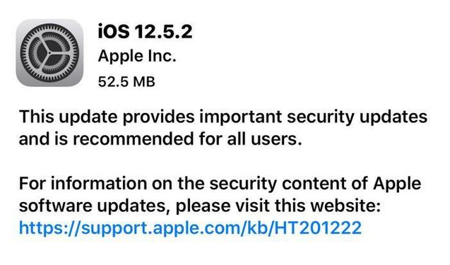 银州苹果手机维修分享iOS12.5.2发布，建议所有老苹果用户安装 